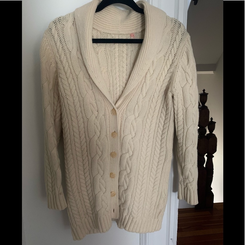 Cream Cable Knit Cardigan Sweater